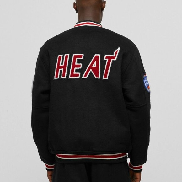 NWT NBA Miami Heat Mitchell & Ness Hardwood Classic Wool Bomber Varsity Jacket - Picture 2 of 7